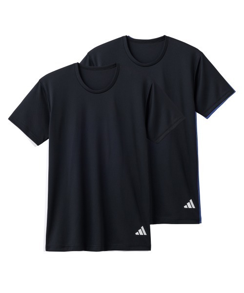 てつ　同一商品2点　11/21配達 adidas/アディダス クルーネックTシャツ ワンポイントロゴ 2枚組