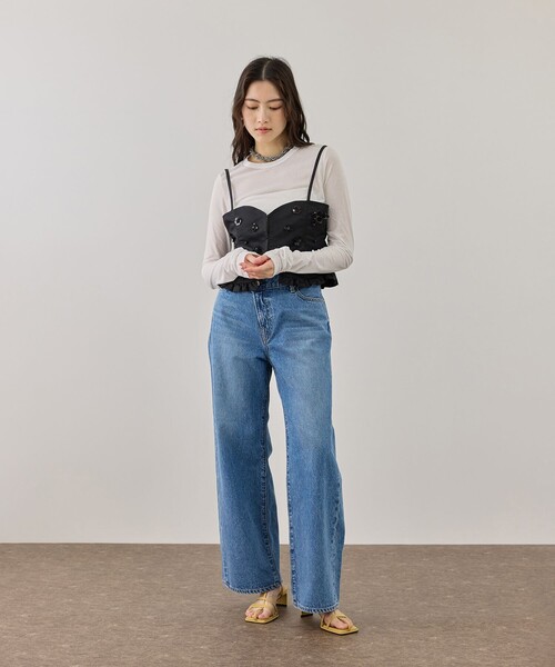 ADAM ET ROPE'（アダムエロペ）の「シークインフラワービスチェセットカーディガン（カーディガン/ボレロ・レディース・キナリ/ブラック・FREE）」の8枚目の写真