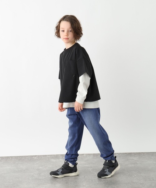 GLOBAL WORK（グローバルワーク）の「エアカルドロストプルオーバー半袖/629845（Tシャツ/カットソー・キッズ・ミント/ブラック・160cm/150cm/140cm/130cm）」の3枚目の写真