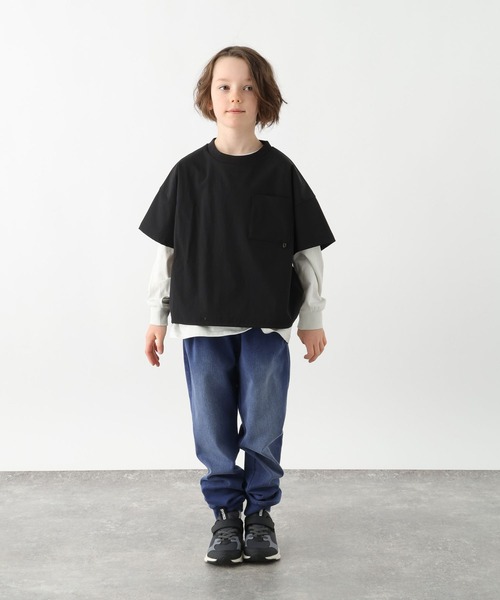 GLOBAL WORK（グローバルワーク）の「エアカルドロストプルオーバー半袖/629845（Tシャツ/カットソー・キッズ・ミント/ブラック・160cm/150cm/140cm/130cm）」の4枚目の写真