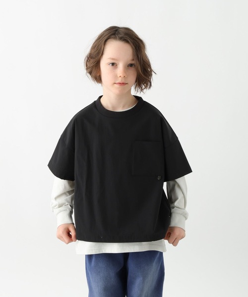 GLOBAL WORK（グローバルワーク）の「エアカルドロストプルオーバー半袖/629845（Tシャツ/カットソー・キッズ・ミント/ブラック・160cm/150cm/140cm/130cm）」の5枚目の写真