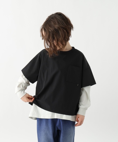 GLOBAL WORK（グローバルワーク）の「エアカルドロストプルオーバー半袖/629845（Tシャツ/カットソー・キッズ・ミント/ブラック・160cm/150cm/140cm/130cm）」の6枚目の写真