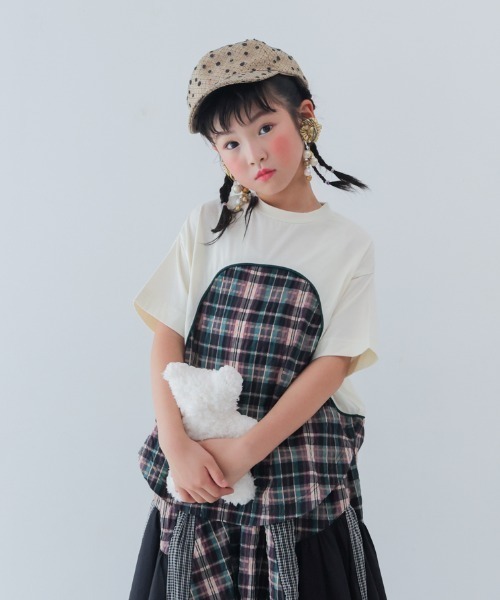 unica(ユニカ)の「まんまる切り替えTシャツ(Tシャツ/カットソー・キッズ・ブラック/オフホワイト/ブルー・L/XL)」の2枚目の写真