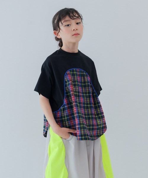 unica(ユニカ)の「まんまる切り替えTシャツ(Tシャツ/カットソー・キッズ・ブラック/オフホワイト/ブルー・L/XL)」の1枚目の写真