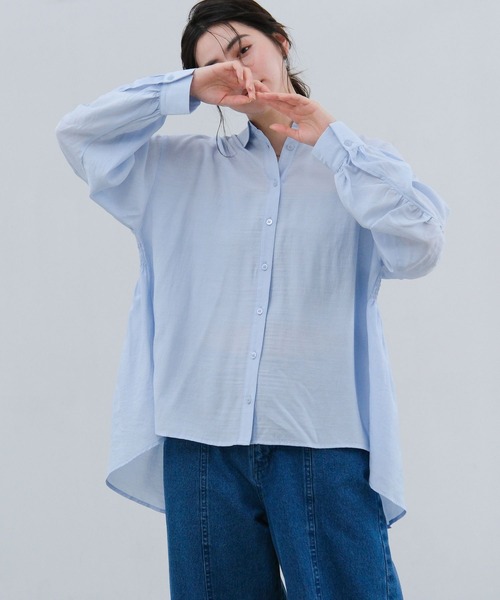 LAKOLE（ラコレ）の「バックシャーリングシャツ / 658928（その他トップス・レディース・チャコール/オフホワイト/クリアグリーン/ブルー・FREE）」の4枚目の写真