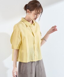 ボッテガヴェネタ シャツ ブラウス 麻 リネン S 黄 イエロー マルチカラー レディースのシャツ/ブラウス（イエロー/黄色系・リネン・麻