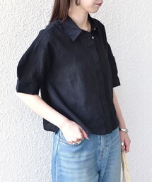 パフスリーブ」に該当するトップス（ブラック/黒色系）ファッション