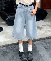 Ada.（エイダ）の「【Mellfy】ヴィンテージ風 ルーズシルエット ワイドデニム ハーフ パンツ（デニムパンツ）」