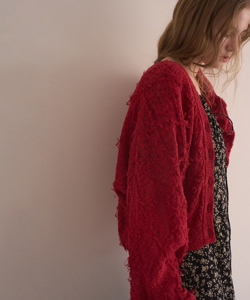 MIELI INVARIANT（ミエリインヴァリアント）の「Bloom Loop Fringe Cardigan（カーディガン/ボレロ・レディース・ブラック/レッド/グレー・FREE）」の22枚目の写真