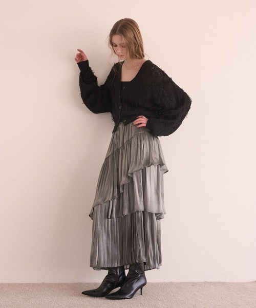 MIELI INVARIANT（ミエリインヴァリアント）の「Bloom Loop Fringe Cardigan（カーディガン/ボレロ・レディース・ブラック/レッド/グレー・FREE）」の13枚目の写真