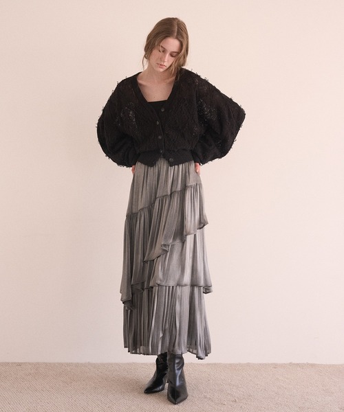 MIELI INVARIANT（ミエリインヴァリアント）の「Bloom Loop Fringe Cardigan（カーディガン/ボレロ・レディース・ブラック/レッド/グレー・FREE）」の12枚目の写真