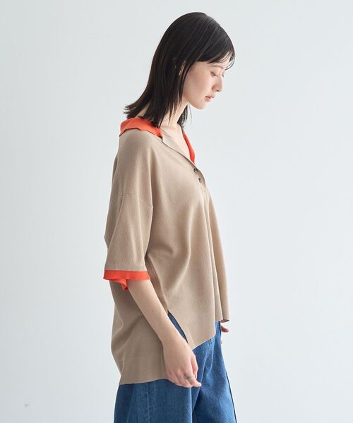 Editt by YECCA VECCA(エディットバイイェッカヴェッカ)の「配色ワイドポロニット(ニット/セーター・レディース・その他7/ベージュ/ネイビー・FREE)」の22枚目の写真
