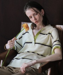 配色ワイドポロニット