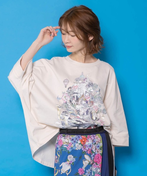 iS ScoLar(イズスカラー)の「561230:ツリーハウス柄麻タッチコットンプルオーバー(Tシャツ/カットソー・レディース・グレー/ブラック/アイボリー・M)」の2枚目の写真