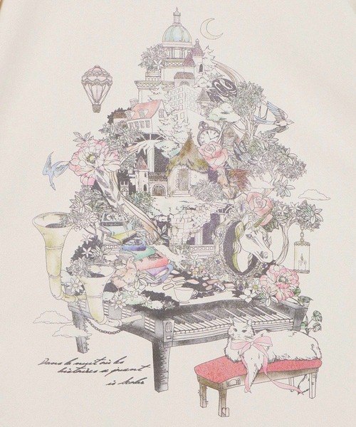 iS ScoLar(イズスカラー)の「561230:ツリーハウス柄麻タッチコットンプルオーバー(Tシャツ/カットソー・レディース・グレー/ブラック/アイボリー・M)」の10枚目の写真