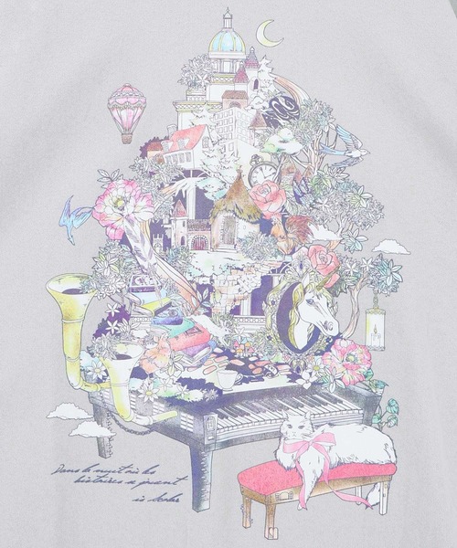 iS ScoLar(イズスカラー)の「561230:ツリーハウス柄麻タッチコットンプルオーバー(Tシャツ/カットソー・レディース・グレー/ブラック/アイボリー・M)」の11枚目の写真