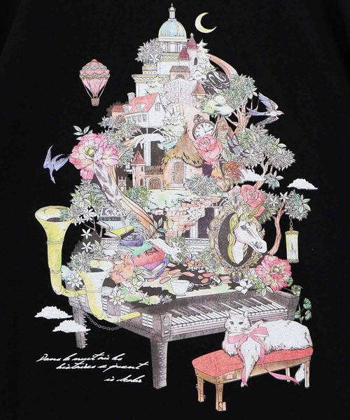 iS ScoLar(イズスカラー)の「561230:ツリーハウス柄麻タッチコットンプルオーバー(Tシャツ/カットソー・レディース・グレー/ブラック/アイボリー・M)」の12枚目の写真