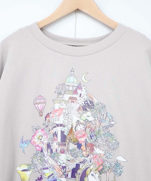 iS ScoLar(イズスカラー)の「561230:ツリーハウス柄麻タッチコットンプルオーバー(Tシャツ/カットソー・レディース・グレー/ブラック/アイボリー・M)」の13枚目の写真