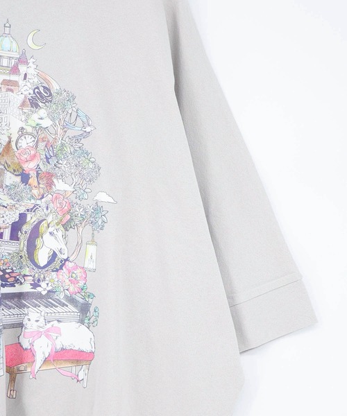 iS ScoLar(イズスカラー)の「561230:ツリーハウス柄麻タッチコットンプルオーバー(Tシャツ/カットソー・レディース・グレー/ブラック/アイボリー・M)」の14枚目の写真