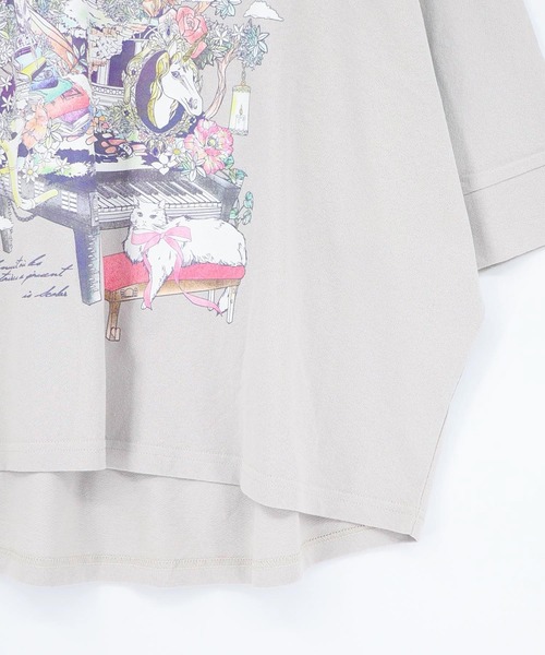 iS ScoLar(イズスカラー)の「561230:ツリーハウス柄麻タッチコットンプルオーバー(Tシャツ/カットソー・レディース・グレー/ブラック/アイボリー・M)」の16枚目の写真