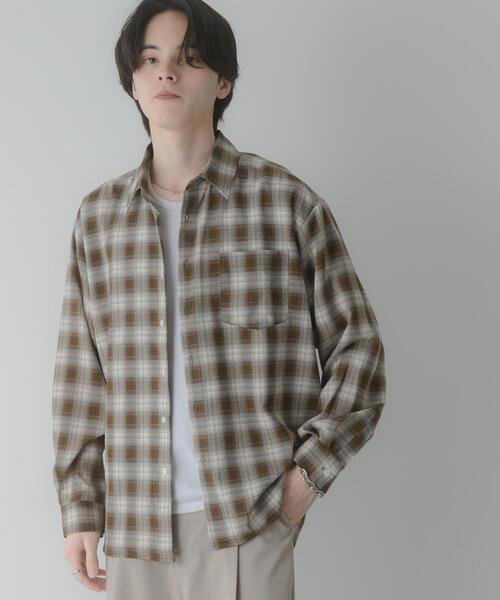SENSE OF PLACE by URBAN RESEARCH(センスオブプレイスバイアーバンリサーチ)の「マドラスチェックロングスリーブシャツ(シャツ/ブラウス・メンズ・ブラウン/ライトベージュ/チャコールグレー・MEDIUM/LARGE)」の1枚目の写真