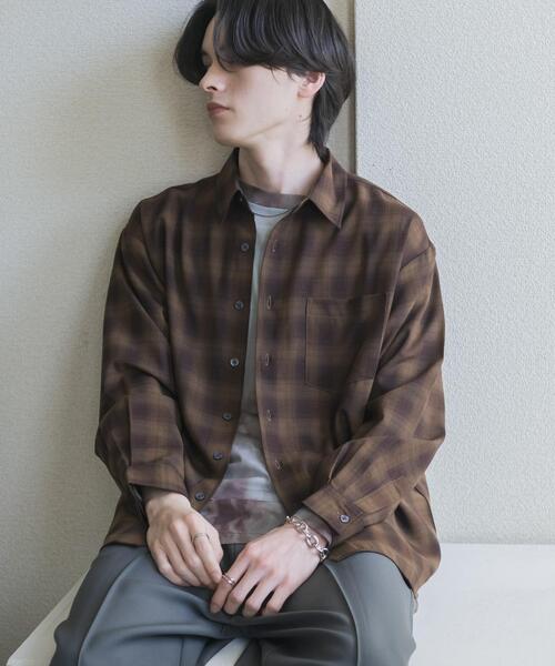 SENSE OF PLACE by URBAN RESEARCH(センスオブプレイスバイアーバンリサーチ)の「マドラスチェックロングスリーブシャツ(シャツ/ブラウス・メンズ・ブラウン/ライトベージュ/チャコールグレー・MEDIUM/LARGE)」の13枚目の写真