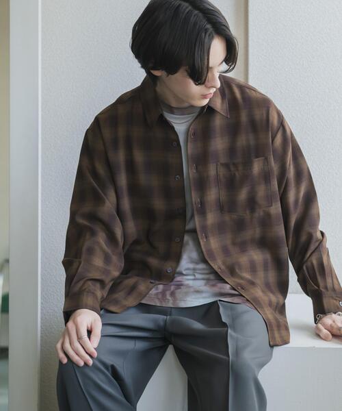 SENSE OF PLACE by URBAN RESEARCH(センスオブプレイスバイアーバンリサーチ)の「マドラスチェックロングスリーブシャツ(シャツ/ブラウス・メンズ・ブラウン/ライトベージュ/チャコールグレー・MEDIUM/LARGE)」の14枚目の写真
