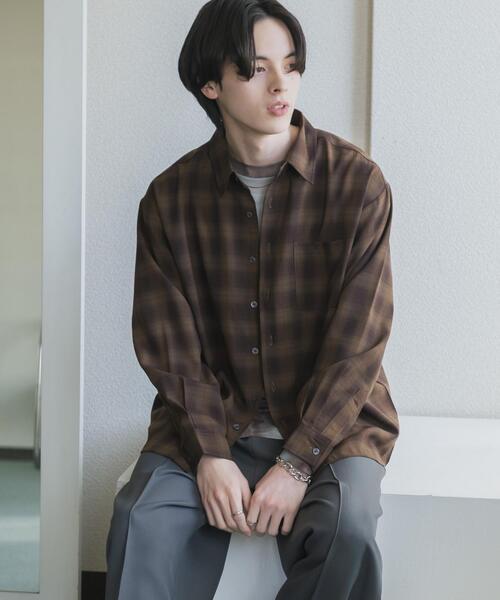 SENSE OF PLACE by URBAN RESEARCH(センスオブプレイスバイアーバンリサーチ)の「マドラスチェックロングスリーブシャツ(シャツ/ブラウス・メンズ・ブラウン/ライトベージュ/チャコールグレー・MEDIUM/LARGE)」の15枚目の写真