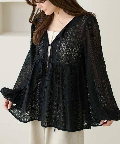 apres jour clair(アプレジュールクレア)の「【apres jour clair】アソートレースペプラムチュニックブラウス(シャツ/ブラウス・レディース・ブラック/アイボリー/オフホワイト・フリー/X-LARGE)」の3枚目の写真