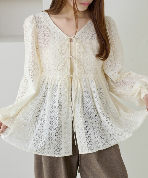 apres jour clair(アプレジュールクレア)の「【apres jour clair】アソートレースペプラムチュニックブラウス(シャツ/ブラウス・レディース・ブラック/アイボリー/オフホワイト・フリー/X-LARGE)」の15枚目の写真