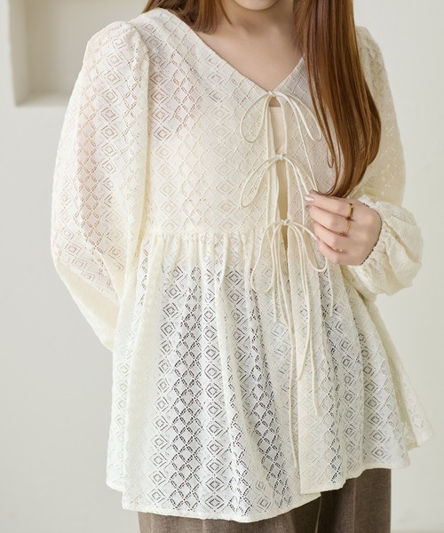 apres jour clair(アプレジュールクレア)の「【apres jour clair】アソートレースペプラムチュニックブラウス(シャツ/ブラウス・レディース・ブラック/アイボリー/オフホワイト・フリー/X-LARGE)」の18枚目の写真