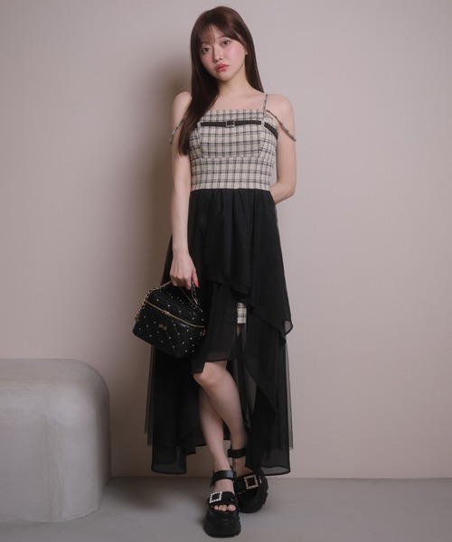 LIPSERVICE(リップサービス)の「シアーボリュームキャミワンピース(ワンピース・レディース・その他1/アイボリー/ブラック・S/M)」の3枚目の写真