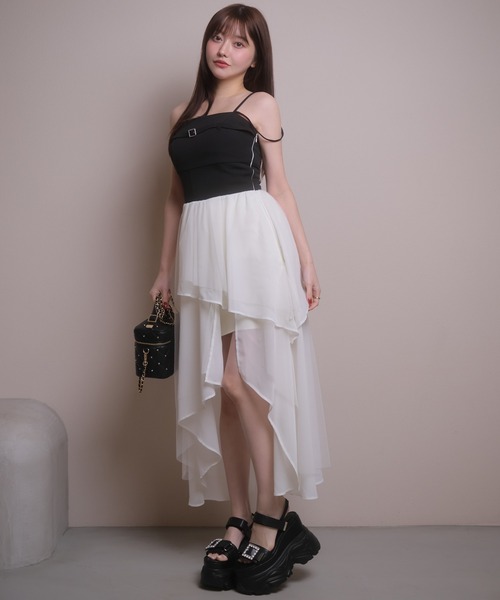 LIPSERVICE(リップサービス)の「シアーボリュームキャミワンピース(ワンピース・レディース・その他1/アイボリー/ブラック・S/M)」の2枚目の写真