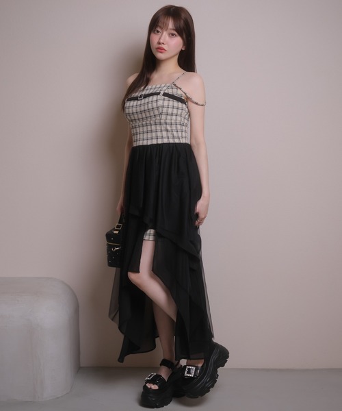 LIPSERVICE(リップサービス)の「シアーボリュームキャミワンピース(ワンピース・レディース・その他1/アイボリー/ブラック・S/M)」の10枚目の写真