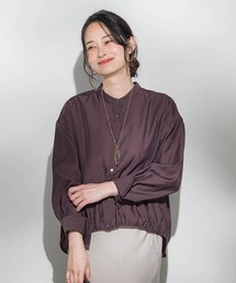 シアーバンドカラーブラウス≪洗える≫