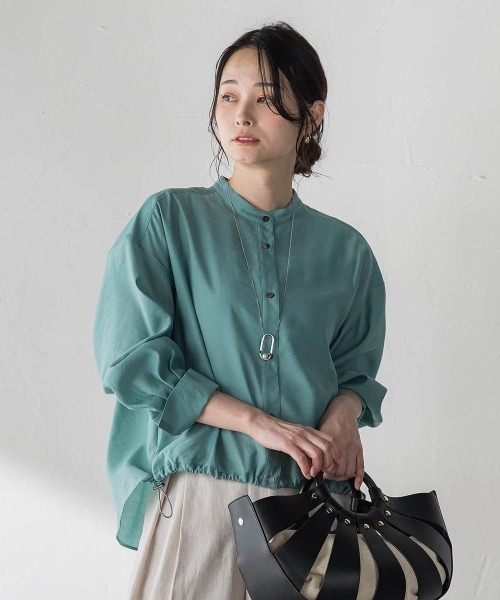 LAUTREAMONT(ロートレアモン)の「シアーバンドカラーブラウス≪洗える≫(シャツ/ブラウス・レディース・ホワイト系その他/ブラウン/ピンク/グリーン・9号)」の4枚目の写真