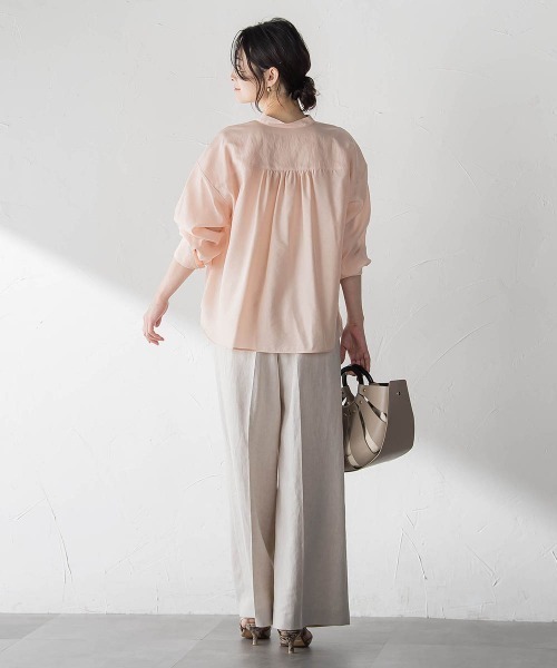 LAUTREAMONT(ロートレアモン)の「シアーバンドカラーブラウス≪洗える≫(シャツ/ブラウス・レディース・ホワイト系その他/ブラウン/ピンク/グリーン・9号)」の20枚目の写真