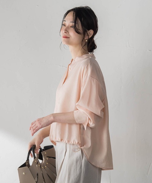 LAUTREAMONT(ロートレアモン)の「シアーバンドカラーブラウス≪洗える≫(シャツ/ブラウス・レディース・ホワイト系その他/ブラウン/ピンク/グリーン・9号)」の17枚目の写真