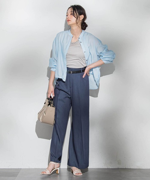 LAUTREAMONT(ロートレアモン)の「シアーバンドカラーブラウス≪洗える≫(シャツ/ブラウス・レディース・ホワイト系その他/ブラウン/ピンク/グリーン・9号)」の14枚目の写真