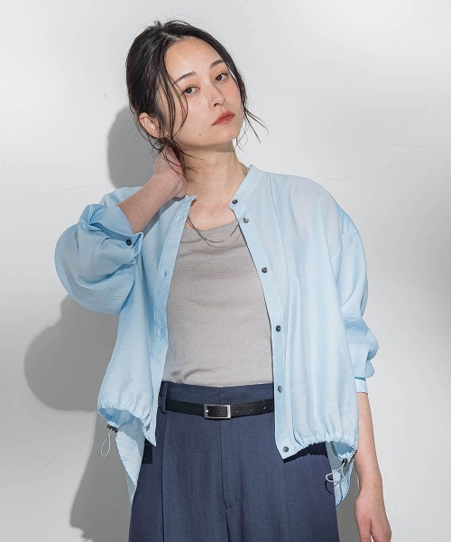 LAUTREAMONT(ロートレアモン)の「シアーバンドカラーブラウス≪洗える≫(シャツ/ブラウス・レディース・ホワイト系その他/ブラウン/ピンク/グリーン・9号)」の11枚目の写真