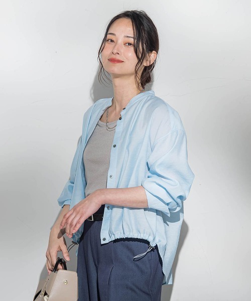LAUTREAMONT(ロートレアモン)の「シアーバンドカラーブラウス≪洗える≫(シャツ/ブラウス・レディース・ホワイト系その他/ブラウン/ピンク/グリーン・9号)」の12枚目の写真