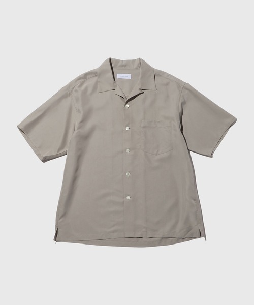 ADAM ET ROPE'（アダムエロペ）の「スエードタッチレーヨン オープンカラー ハーフスリーブ シャツ（シャツ/ブラウス・メンズ・ブラック/ライトグレー/キナリ/ネイビー・M/L）」の3枚目の写真