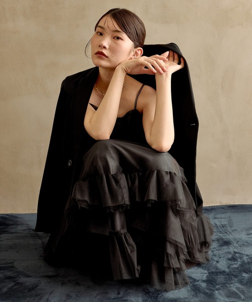 Kana(カナ)の「ボリュームチュールジャケット2点セットワンピースドレス パーティー ドレス 結婚式 お呼ばれ オケージョン(ドレス・レディース・ブラック/チャコールグレー/ベージュ/ブラウン・S/M/L)」の7枚目の写真
