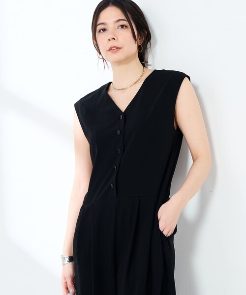 NOLLEY’S Sophi（ノーリーズソフィ）の「ウォッシャブルエアリージョーゼットオールインワン（つなぎ/オールインワン・レディース・ネイビー/ブラック・38/36）」の2枚目の写真