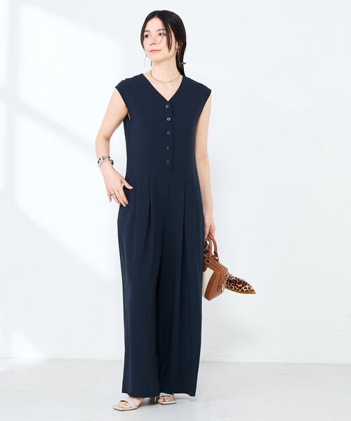 NOLLEY’S Sophi（ノーリーズソフィ）の「ウォッシャブルエアリージョーゼットオールインワン（つなぎ/オールインワン・レディース・ネイビー/ブラック・38/36）」の3枚目の写真