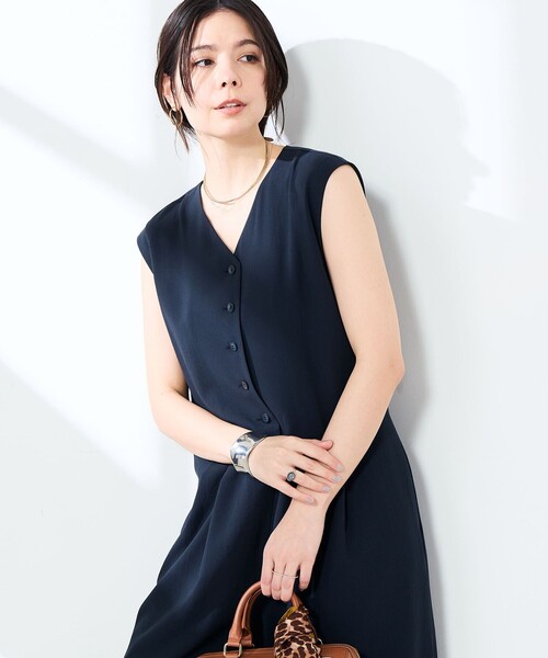 NOLLEY’S Sophi（ノーリーズソフィ）の「ウォッシャブルエアリージョーゼットオールインワン（つなぎ/オールインワン・レディース・ネイビー/ブラック・38/36）」の9枚目の写真