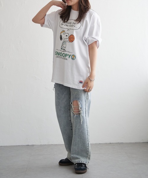 NutmegMills(ナツメグミルズ)の「【NUTMEG/ナツメグ】 PeanutsバスケT(Tシャツ/カットソー・メンズ・ブラック/チャコール/ホワイト/グレー/ネイビー・LL/M/L)」の12枚目の写真