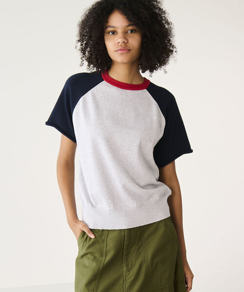 RYE TENDER(ライテンダー)の「RYE TENDER | コットン ラグランスリーブTシャツ WOMEN(ニット/セーター・レディース・ブラウン系その他/グレー系その他・0)」の7枚目の写真