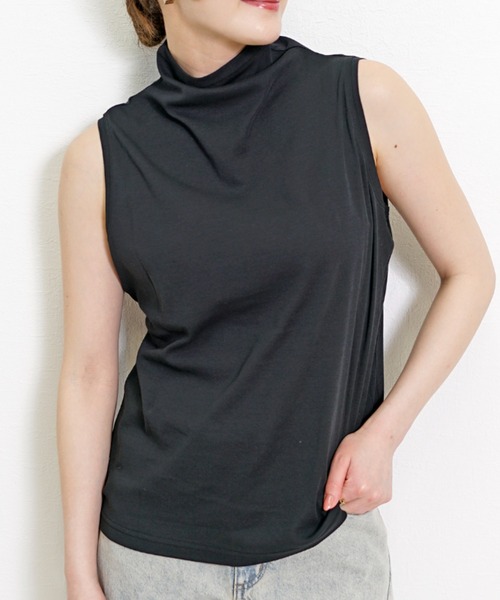 Belta attrice（ベルタアトリーチェ）の「【接触冷感/日本製】ボトルネック ハイツイストコットン インナー ノースリーブ カットソー 綿100%/袖なし（タンクトップ・レディース・ホワイト/ブラック・FREE）」の17枚目の写真