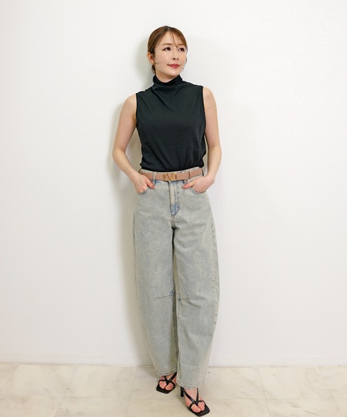 Belta attrice（ベルタアトリーチェ）の「【接触冷感/日本製】ボトルネック ハイツイストコットン インナー ノースリーブ カットソー 綿100%/袖なし（タンクトップ・レディース・ホワイト/ブラック・FREE）」の22枚目の写真